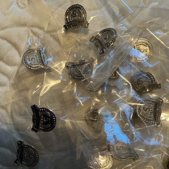 Set of 25 Silver 5 YEARS ANNIVERSARY pins with butterfly clasp. - Picture 2 of 4